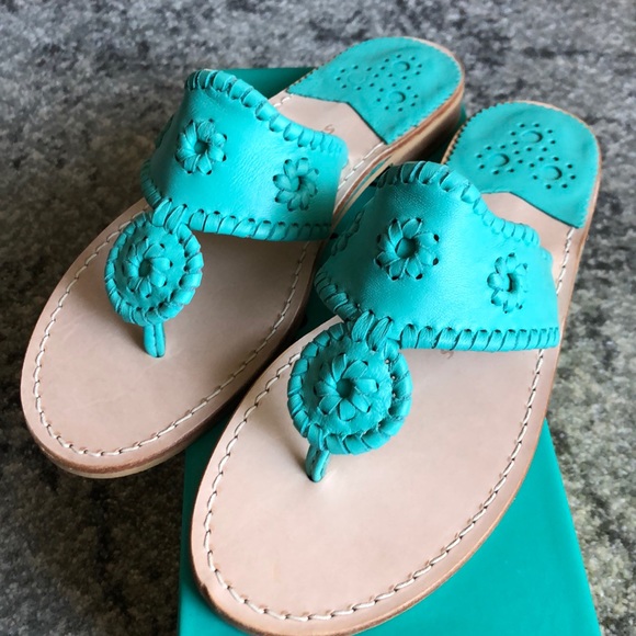 Jack Rogers Shoes - NEW Jack Rogers Leather Turquoise Sandals Size 8